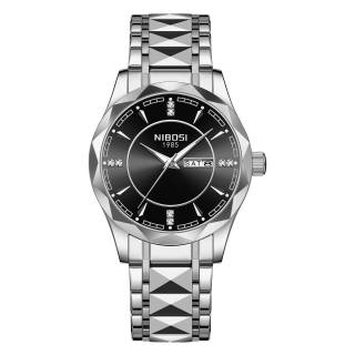 NIBOSI 1985 Quartz Movement Stainless Steel Strap Watch Men's Watches Black Dial