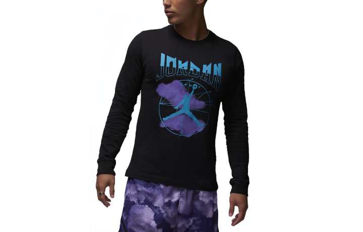 Jordan Jordan T Shirts Men's Black Crew Neck Moderate Straight Fit