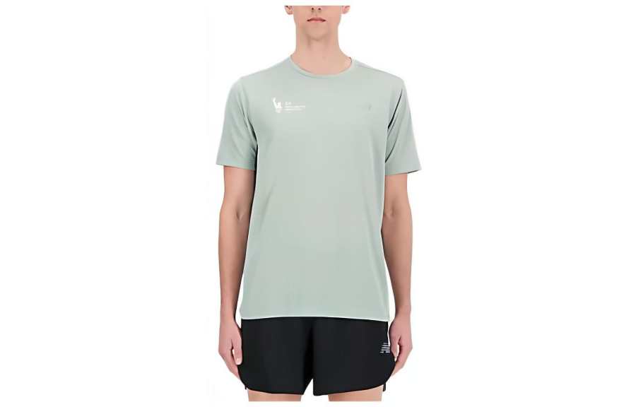 New Balance New Balance T Shirts Men's Cyan Crew Neck Moderate