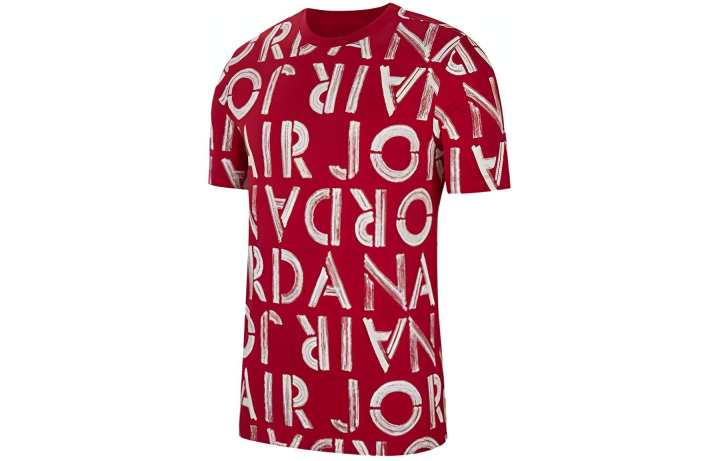 Jordan Jordan T Shirts Men's Red White Crew Neck Moderate Straight Fit