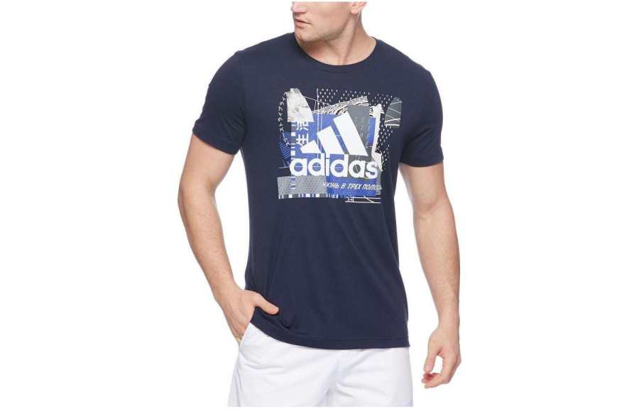 Adidas Adidas T Shirts Men's Blue Crew Neck Moderate Straight Fit