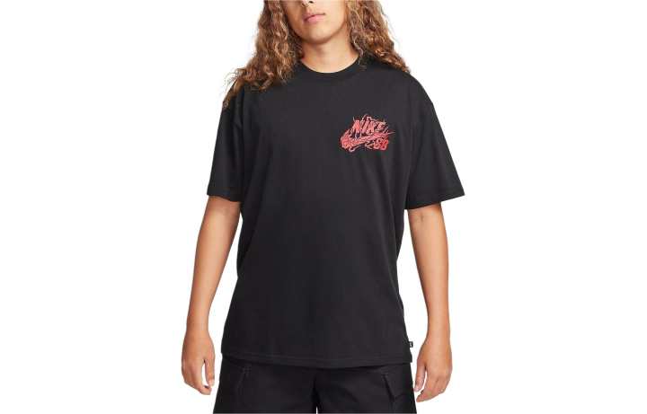 Nike Nike T Shirts Men's Black Crew Neck Moderate Straight Fit