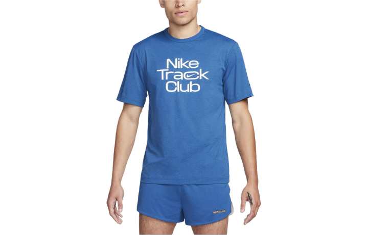 Nike Nike Track Club Dri Fit Short Sleeve Running Top T Shirt Men's Blue