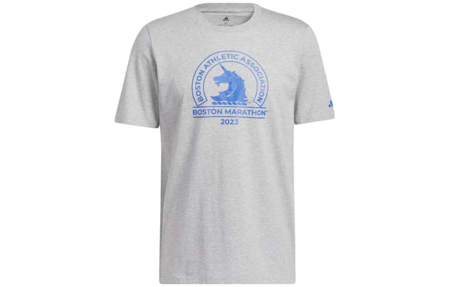 Adidas Adidas Marathon 20 T Shirts Men's Gray Crew Neck Moderate Straight Fit