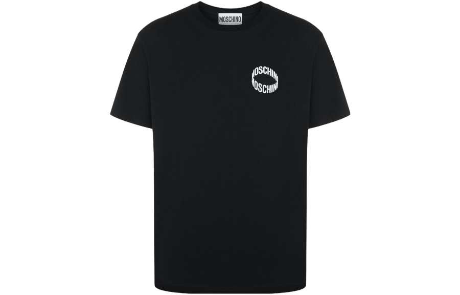 MOSCHINO T Shirts Men's Black Crew Neck Moderate Straight Fit