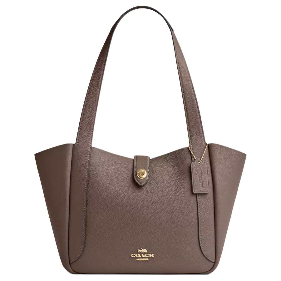COACH Hadley Leather Tote Bag, Shopping Bag, Shoulder Bag Large Women's Dark Brown