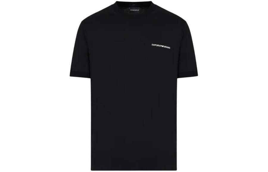 EMPORIO ARMANI Lightweight Jersey T shirt With Logo Embroidery And Ribbed Trim