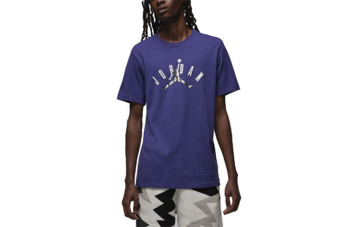Jordan Jordan T Shirts Men's Purple Crew Neck Moderate Straight Fit