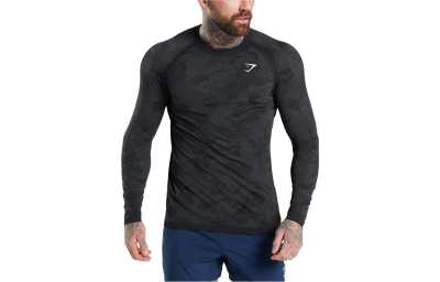 GYMSHARK T Shirts Men's Black Crew Neck Moderate Straight Fit
