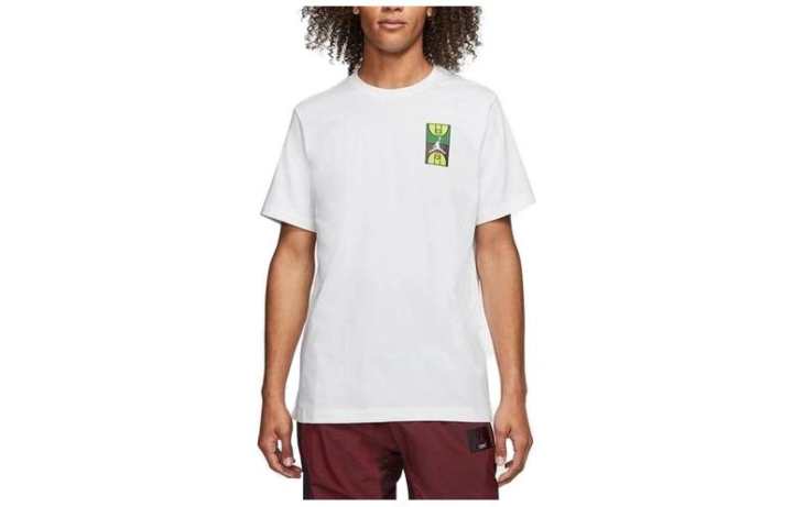 Jordan Jordan T Shirts Men's White Crew Neck Moderate Straight Fit