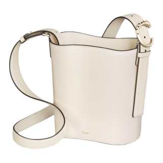 CARTIER Cow Leather Shoulder Bag Mini Unisex Salt White