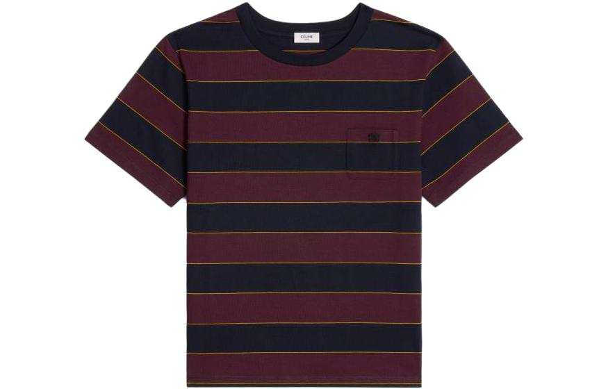 CELINE T Shirts Men's Red Crew Neck Moderate Straight Fit