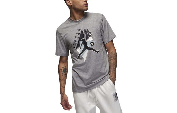 Jordan Jordan T Shirts Men's Gray Crew Neck Moderate Straight Fit