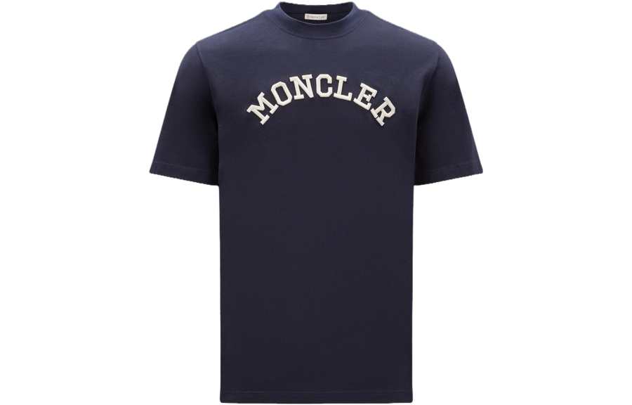 Moncler T Shirts Men's Navy Crew Neck Moderate Straight Fit