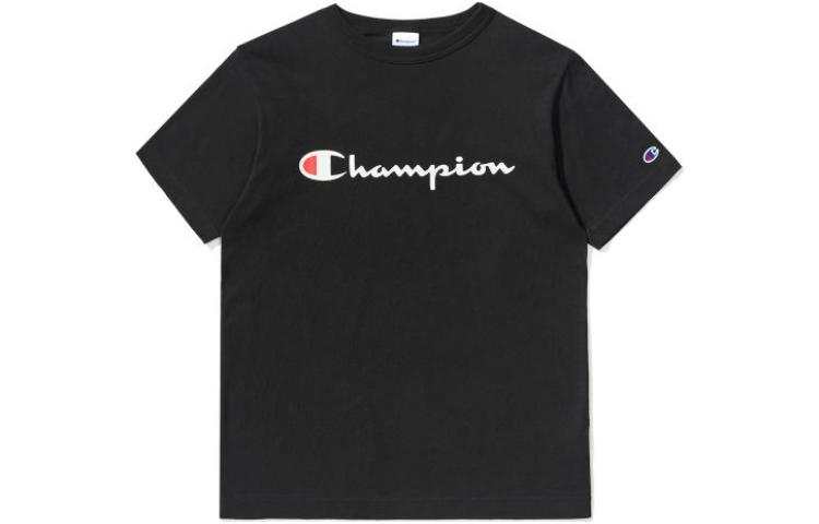 Champion T Shirts Unisex Black Crew Neck Moderate Straight Fit