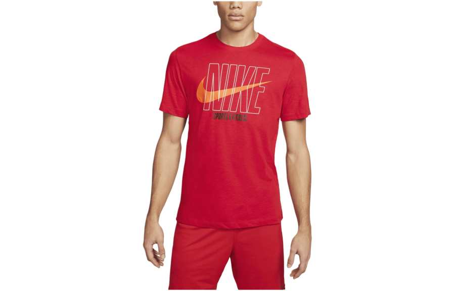 Nike Nike T Shirts Men's Red Crew Neck Moderate Straight Fit