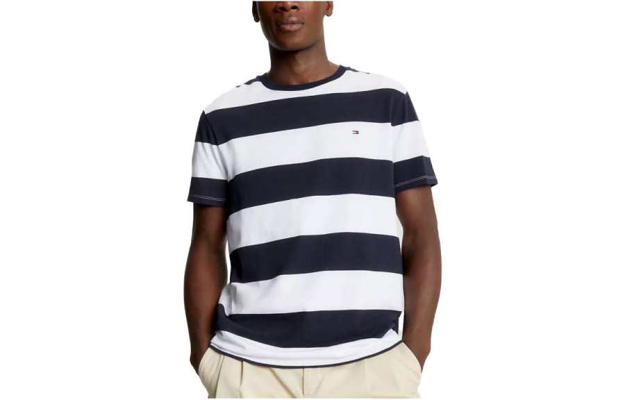 Tommy Hilfiger Rugby Stripe T Shirt T Shirt Men's White