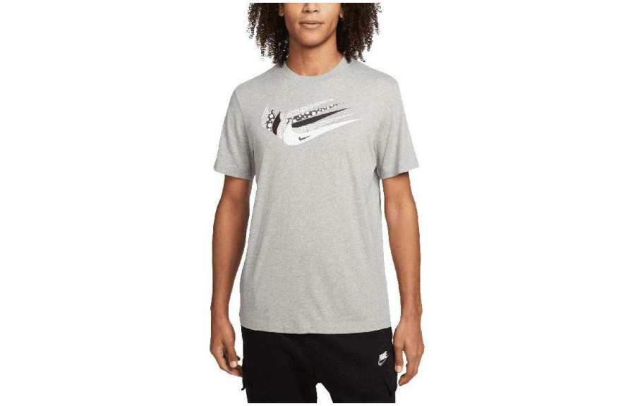Nike Nike T Shirts Men's Gray Crew Neck Moderate Straight Fit