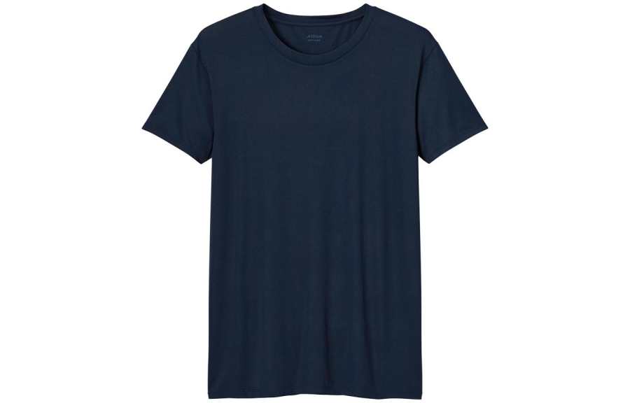 UNIQLO T Shirts Men's Navy Blue Crew Neck Moderate