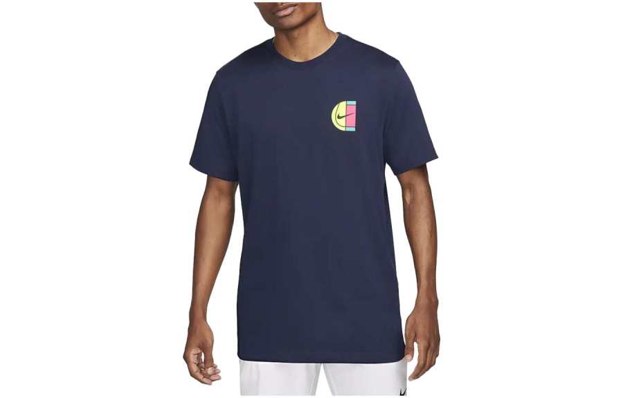 Nike Nike T Shirts Men's Obsidian Color Crew Neck Moderate Straight Fit
