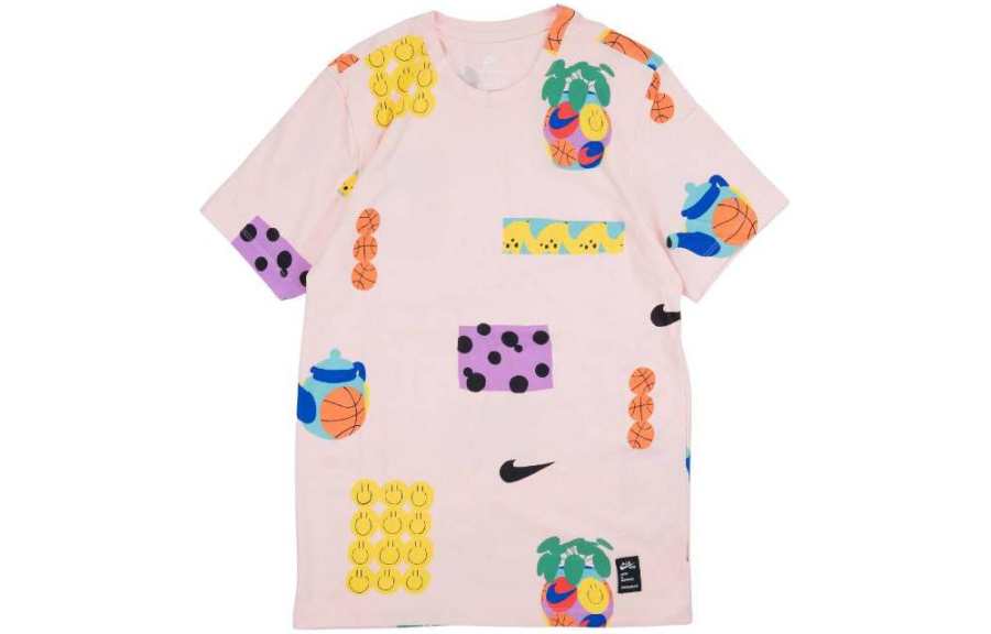 Nike Nike T Shirts Men's Pink Crew Neck Moderate Straight Fit