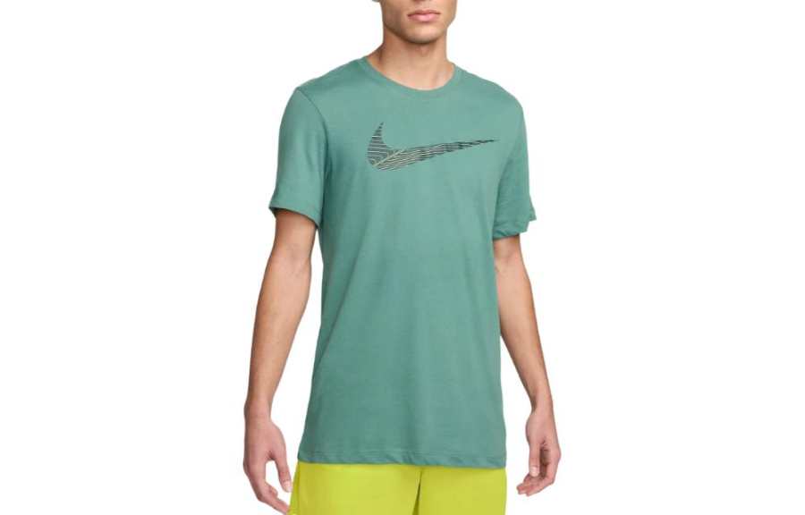 Nike Nike T Shirts Men's Green Crew Neck Moderate Straight Fit