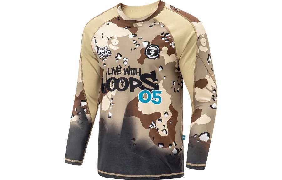 Li-Ning Li Ning x Aape Basketball Collection BadFive Collection T Shirt Men's Chaos Brown All Over Print