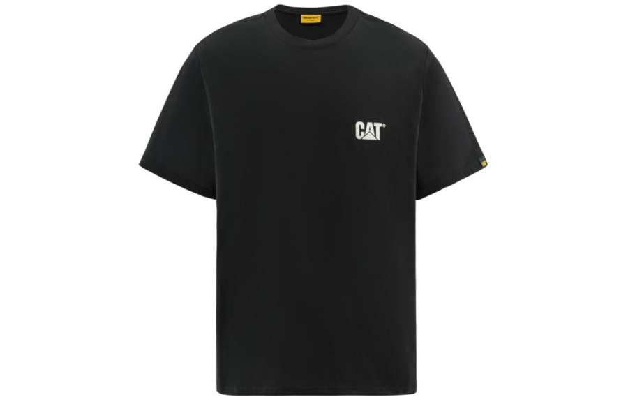 CAT CAT T Shirts Men's Black Crew Neck Moderate