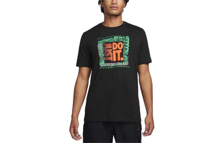 Nike Nike T Shirts Men's Black Crew Neck Moderate Straight Fit
