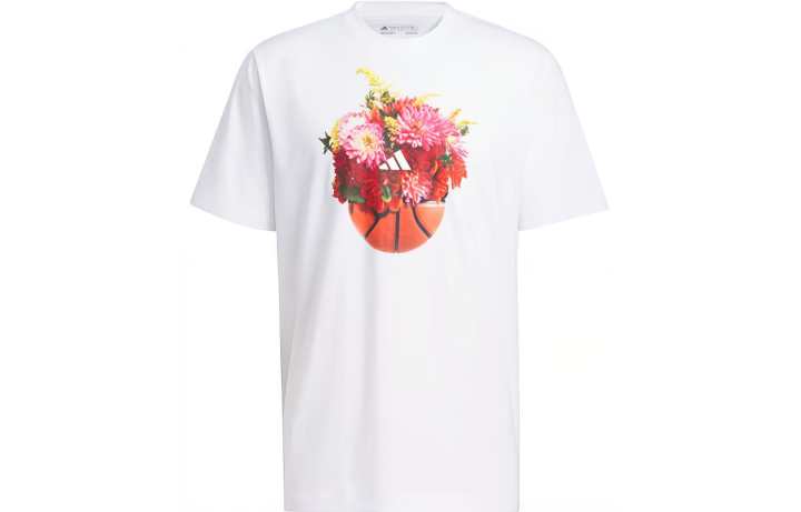 Adidas Adidas Floral Hoops Graphic Tee T Shirt Men's White