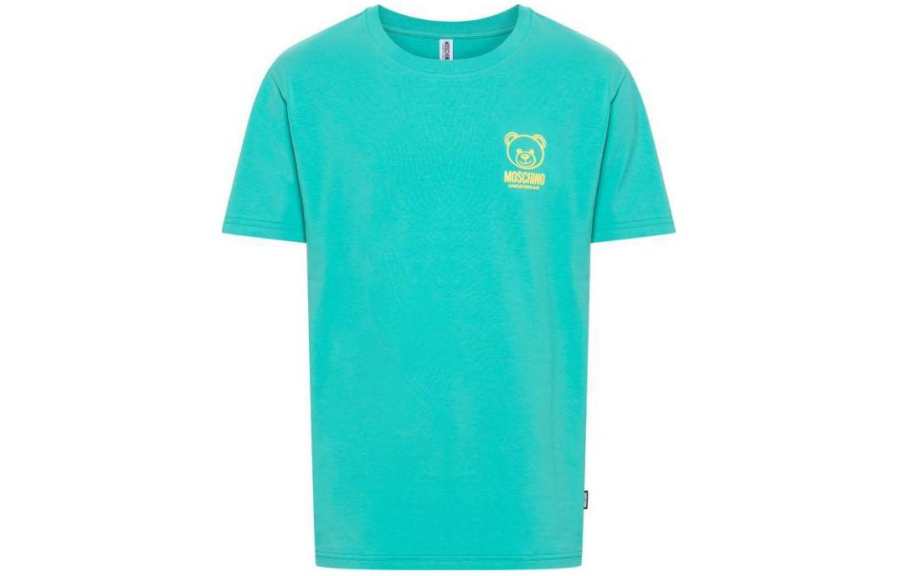 MOSCHINO T Shirts Men's Green Crew Neck Moderate Straight Fit