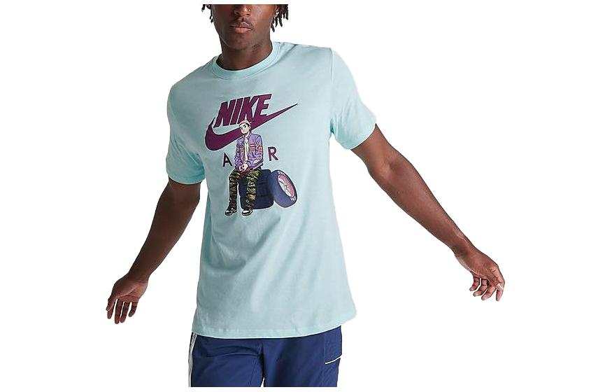 Nike Nike T Shirts Men's Blue Crew Neck Moderate Straight Fit