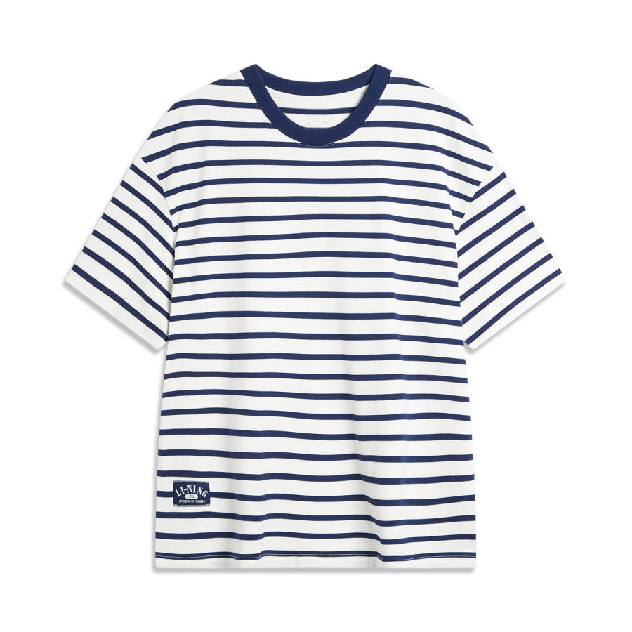 Li-Ning Li Ning Weekend Youth T Shirt Unisex Ivory/Dark Ship Blue