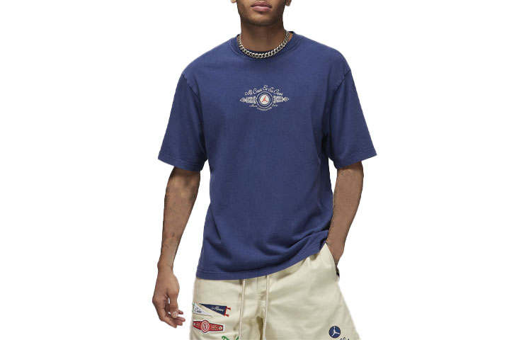 Jordan Jordan X SoleFly Apparel Collection Men's Embroidered Short-Sleeve T-Shirt Blue
