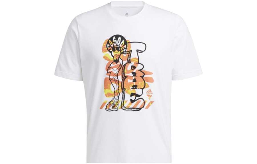 Adidas Adidas T Shirts Men's White Crew Neck Moderate Straight Fit