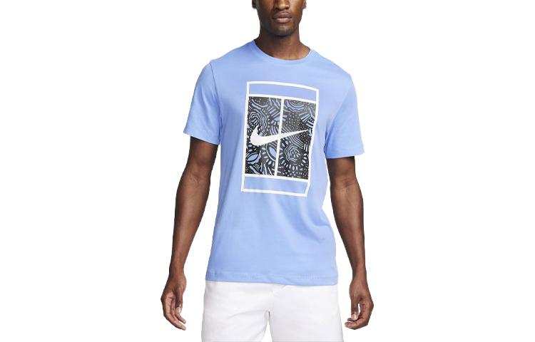 Nike Nike T Shirts Men's Sky Blue Crew Neck Moderate Straight Fit