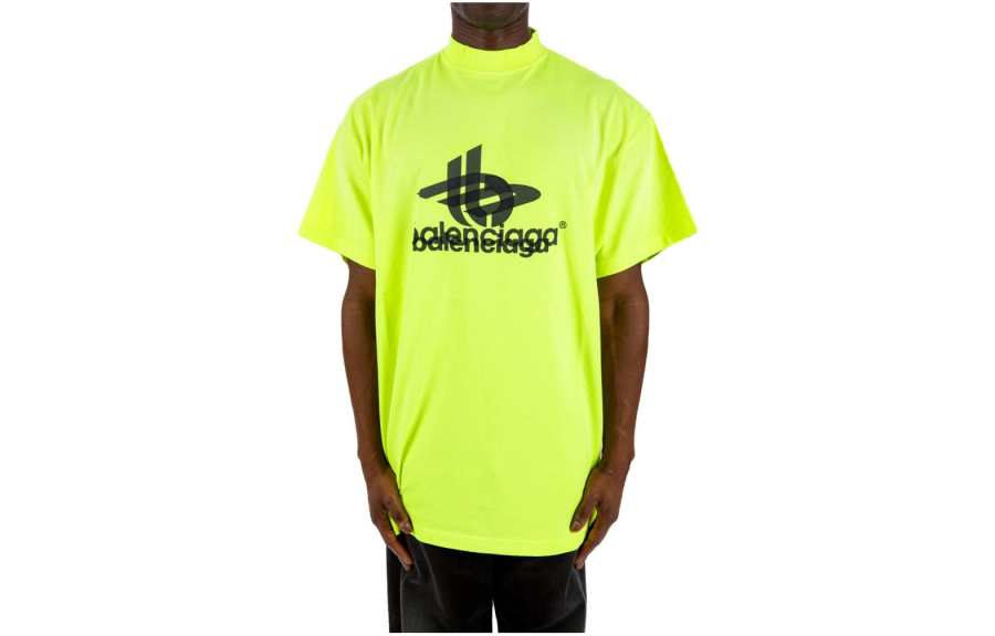 Balenciaga Drop Shoulder Sleeve T Shirt, Loose Fit Men's Grass Green