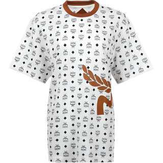 MCM SS24 All-Over Letter Print Short-Sleeve T-Shirt White