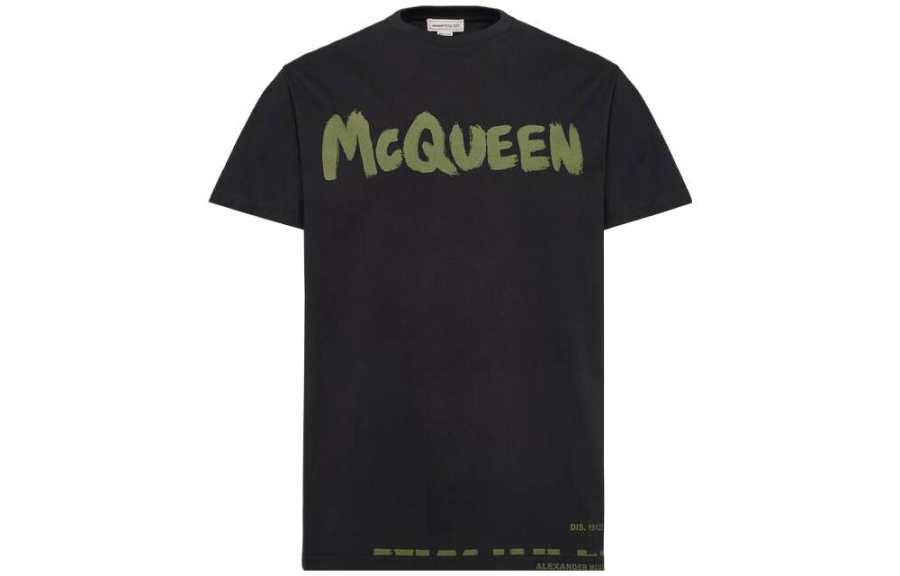 Alexander McQueen Graffiti Printed Crewneck T Shirt