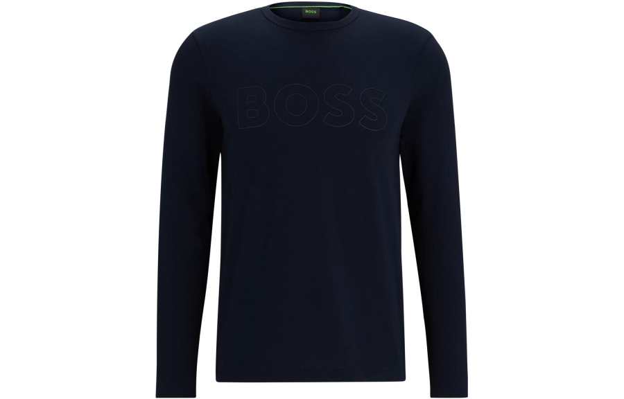 HUGO BOSS Cotton Jersey T Shirt With Logo Detail T Shirt Men's Blue
