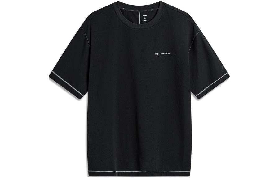 Li-Ning Li Ning T Shirts Unisex Black Crew Neck Moderate Other