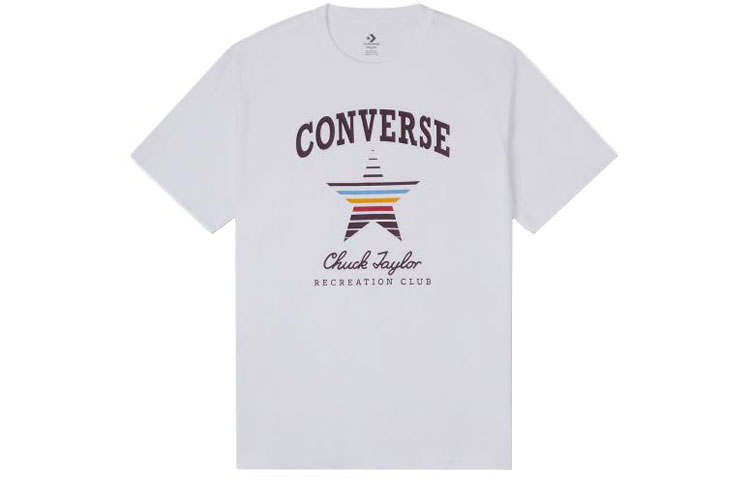 Converse T Shirts Unisex White Crew Neck Moderate Straight Fit