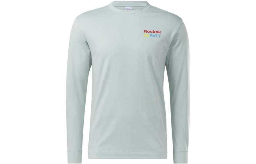 Reebok T Shirts Unisex Gray Green Crew Neck Moderate Straight Fit