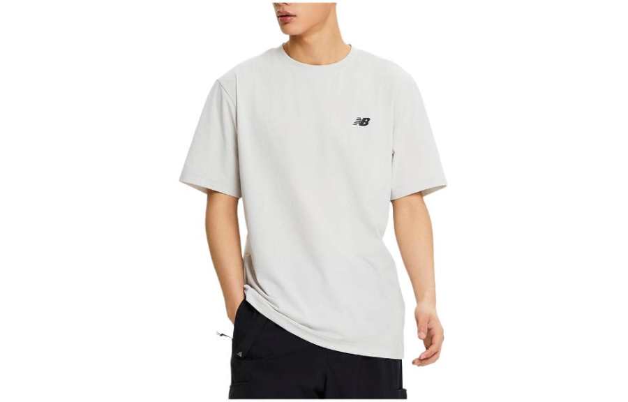 New Balance New Balance UNI FROZEN T Shirts Men's Ecru Crew Neck Moderate Straight Fit