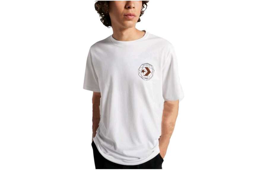 Converse Converse T Shirts Men's White Crew Neck Moderate Straight Fit