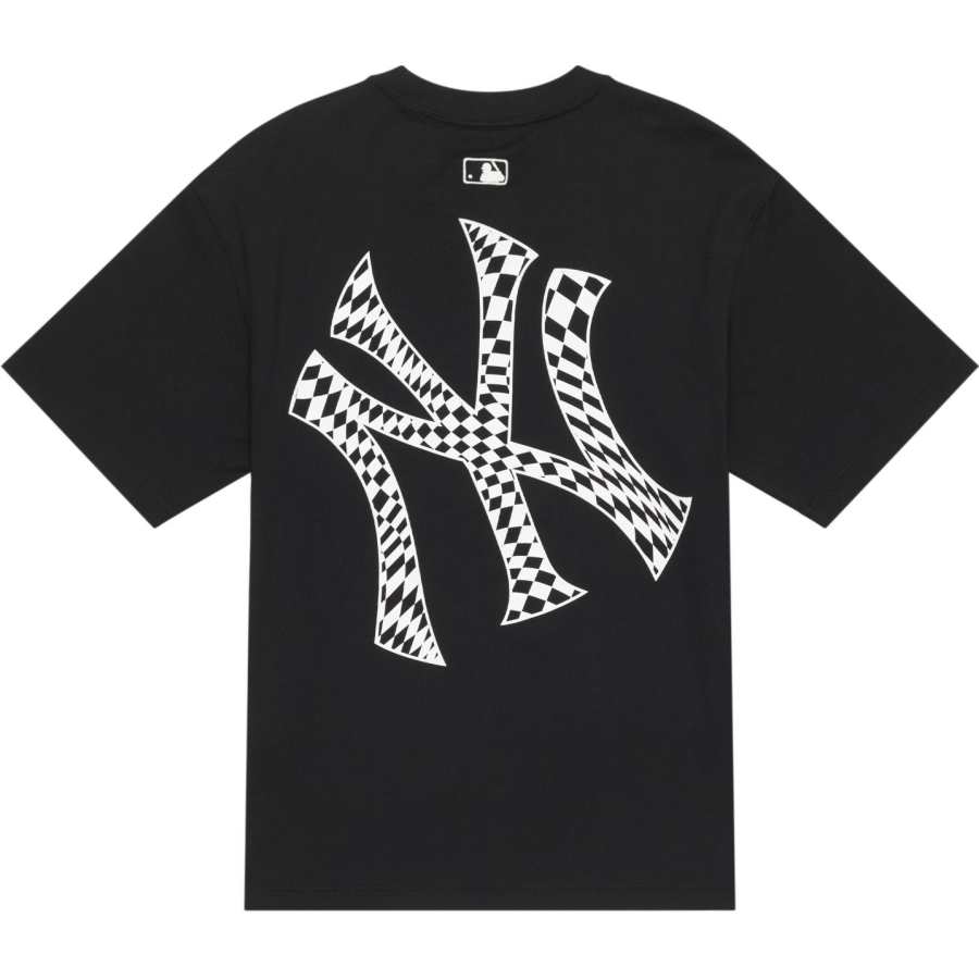 MLB MLB Checkerboard T Shirts Unisex Black Crew Neck Moderate