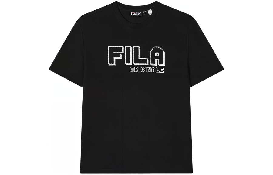 FILA T Shirts Men's Jet Black Crew Neck Moderate