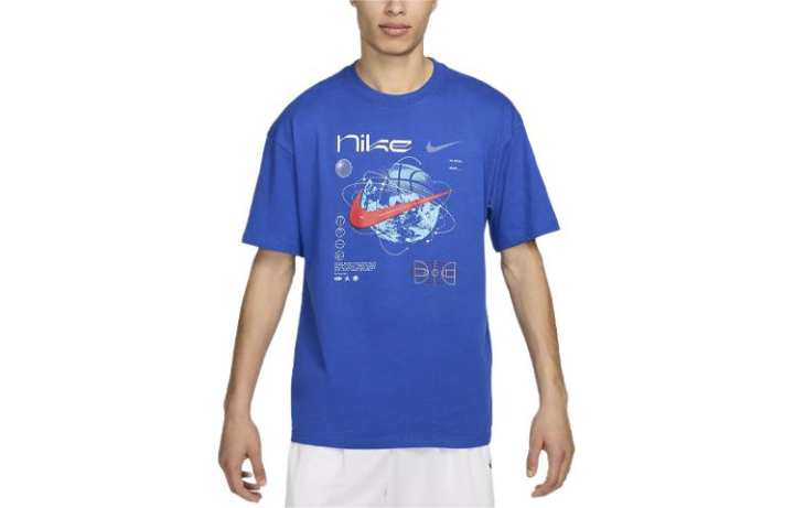 Nike Nike T Shirts Men's Blue Crew Neck Moderate Straight Fit