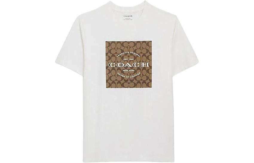 COACH T Shirts Men's White Crew Neck Moderate Straight Fit