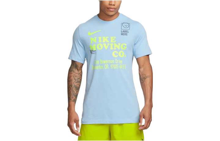 Nike Nike T Shirts Men's Blue Crew Neck Moderate Straight Fit